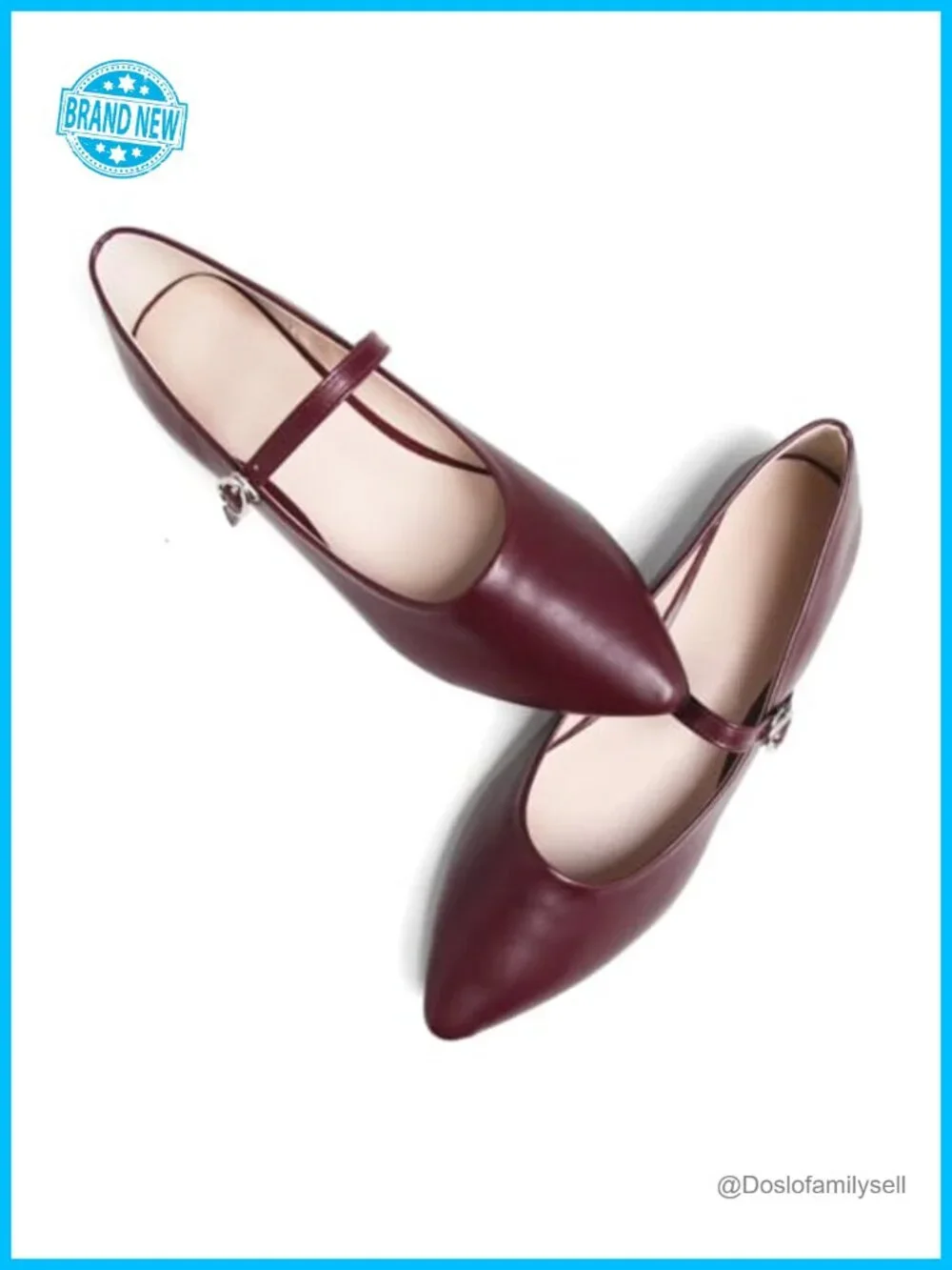 Pointed Toe Mary Jane Flats with Bowtie Ankle Buckle Strap